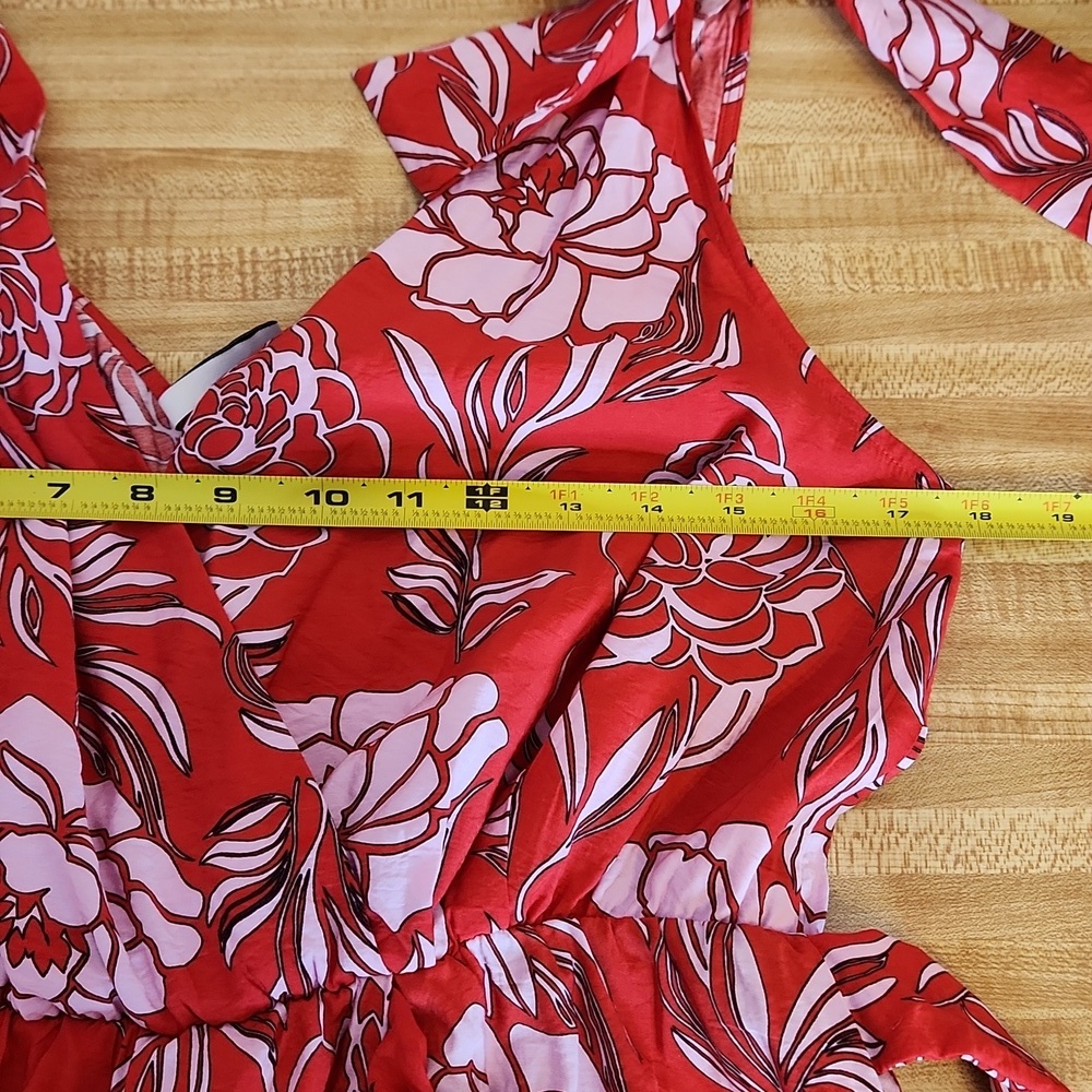 Calliope Floral Print Ruffled Wrap Mini Dress, size L - Picture 12 of 12